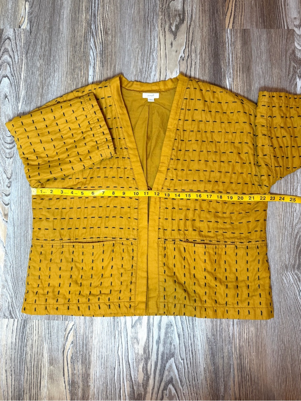 J.Jill Pure Jill Kantha Quilted Kimono Jacket Goldenrod Yellow - Picture 9 of 12